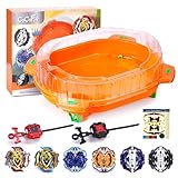 COCOFOX Bey Battling Top Burst Toy Blade Set, 6 Battling Tops 2 Launchers and 1 Stadium, Toys for 6 Year Old Boys & Girls & Up（Orange）