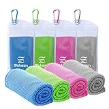 [4 Pack] Cooling Towel (40'x12'), Ice Towel, Soft Breathable Chilly Towel, Microfiber Towel for Yoga, Sport, Running, Gym, Workout,Camping, Fitness, Workout & More Activities
