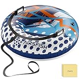 Snow Tube with Towable Leash, AirsFish 47' Heavy Duty Inflatable Tube for Adults Children Wear-Resistant Antifreeze Tube for Winter Outdoor Sport with Kids Friends