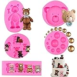 5PCS Silicone 1PCS 3D Pearl Fondant Mold and 4PCS Bear Chocolate Mold Cake Decorating Candy Lollipop Mold Dome Mousse Accessories Baking Utensils Tools