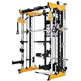 Altas Strength Light Commercial Home Gym Smith Machine with Pulley System Linear Bearing Cage Workout Upper Body Strength Training Equipment Leg Developer Weight Lifting Machine 3059