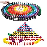 OBTANIM 600 Pcs Colorful Wooden Domino Blocks Set Domino Tile Bulk Building Racing Stacking Games Educational Toys for Kids Birthday Party Favor