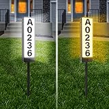 LOINTAIN Solar House Number Sign,Double Sided Outdoor Address Plaque with 3000K-6000K Warm/Cool White LED,Waterproof Solar Powered House Number Light with Stakes for Outside Home,Yard,Street,House
