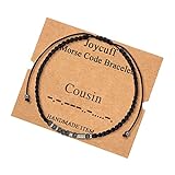 JoycuFF Cousin Morse Code Bracelets for Women Unique Gifts for Cousin Birthday Mother's Day Thanksgiving Day Christmas Wrap Strand Beaded Jewelry Bracelet