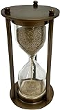 3.5' Vintage Brass Sand Timer 1 Minute Hourglass Decorative Beige Sand Clock for Home Office Kitchen and Table Decor