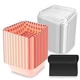 50 Pack Plastic Disposable Square Cake Boxes To Go Food Containers with Transparent Secure Lids Plaid Texture for Desserts Sandwich Strawberries Cookies Cake Containers Carriers-Red