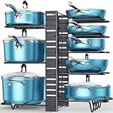 ORDORA Pots and Pans Organizer, 8 Tier with 3 DIY Methods, Adjustable Rack for Cabinet, Kitchen Organization, Storage and for Pot Lid