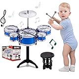 SKLOER Kids Drum Set Toddler Instrument Set Educational Percussion Stimulating Children’s Creativity Drum Set for Kids Boys and Girls Blue