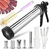 WILDDIGIT 3rd Gen 2.1 LB Professional Jerky Gun Kits, Sausage Stuffer, Stainless Steel Jerky Maker, Jerky Shooter, Beef Jerky Making Gun with 5 Nozzles, 1 meat pusher and 5 Cleaning Brushes