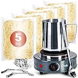 Candle Making Kit with Electronic Hot Plate, DIY Candle Maker Supplies: Bulk Organic Soy Candle Wax for Candle Making, Wax Melter, Pouring Pot, Starter Candle Kit for Adults, Beginners, and Kids (5lb)