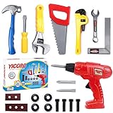 YICORO Kids Tool Set – 20 PCS Toddler Tool Set with Toy Drill, Pretend Play Kids Toys, Toy Tools for Kids Ages 3,4,5,6,7,8 Years Old, Boy Toys