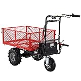 Wheelbarrow Utility Cart Electric Powered Cart 48V28Ah 500W Capacity 500lbs (230kg) Material Hauler 1000lbs Towing