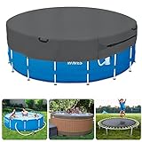 Bitubi 10 Ft Round Pool Cover,for Outdoor Round Easy Set and Frame Above Ground Swimming Pool,Solar Covers for Above Ground Pools,Upgraded Waterproof Dustproof Hot Tub Cover,Trampoline Cover(Grey)