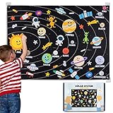 Solar System for Kids Toys with 61 Felt Figures - BONNYCO | Space Montessori Toys for Girls Boys Birthday Gifts of Planets, Felt Board for Toddlers, Educational Kids Gifts 3 4 5 6 7 8 Years Christmas