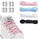 Booyckiy [4 Pairs No Tie Elastic Shoe laces - Tieless Shoelaces for Kids, Adults and Elderly, One Size Fits All