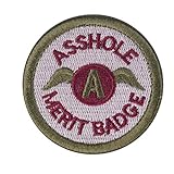 U-LIAN Asshole Merit Badge Patch Embroidery Morale Tactical Patch Hook and Loop Molle Attachment