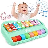 Baby Xylophone Toys for 6 Months Old Kids, 2 in 1 Musical Instrument Toy for 8 9 12 18 Months Toddlers, Birthday Gifts for Age 1 2 Year Old Boys Girls, Xylophone Toys 8 Notes Piano Keys 2 Sticks