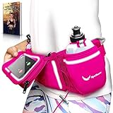 [Voted No.1 Hydration Belt] Pink Winners' Running Fuel Belt - Includes Accessories: 2 BPA Free Water Bottles & Runners Ebook - Fits Any iPhone - w/Touchscreen Cover - No Bounce Fit and More!