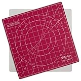 The Quilted Bear Rotating Cutting Mat 12' x 12' - Square Self Healing 360° Rotating Craft Cutting Mat with Innovative Locking Mechanism for Quilting & Sewing Your Choice of Colours Available! (Pink)