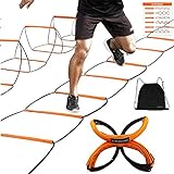 ALPHAWORX Agility Ladder, Agility Training Equipment, Soccer Speed Ladder, Football Footwork Ladder, Workout Ladder for Kid Adult, Foldable Instant Set-up & Tangle-Free & Carry Bag (4 Rung)