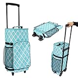 dbest products Ultra Compact Smart Cart Cooler Extended Insulated Collapsible Rolling Tailgate BBQ Beach Summer Moroccan Tile