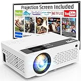 TMY Projector 7500 Lumens with 100 Inch Projector Screen, 1080P Full HD Supported Video Projector, Mini Movie Projector Compatible with TV Stick HDMI VGA USB TF AV, for Home Cinema & Outdoor Movies.