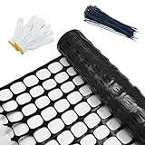Fafaland Safety Fence Garden Netting Roll 4 X 100 Feet with Zip Ties, Temporary Reusable Plastic Mesh Fencing Netting for Snow Fence, Animal Barrier, etc. (4' X 100‘ SW, Black)