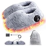 Heated Slippers Foot Warmer Rechargeable for Cold Feet, House Portable Electric Heating Pad Shoes for Women Men,3.5-7 Hours Heating, Powered by Battery or USB (Grey, Standard)
