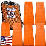 Cold Creek Loggers - Made in The USA! - 5.5' Orange Spiked Tree Wedges for Tree Cutting Falling, Bucking, Felling Wedges Chainsaw Loggers Supplies- Set of 6 Plus Free Carrying Bag
