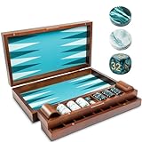 Pointworks 20 Inch Large Backgammon Sets for Adults, Green Backgammon Board, Solid Wood. Removable Accessory Tray, Premium 1.5 Inch Checkers & Dice Set, Backgammon Game Set Backgammon Table