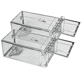 2-Pack Humane Rat Cage Traps, Live Mouse Rat Traps Catch and Release for Indoor Outdoor, Small Animals Traps, Easy to use, Pet Safe ( 10.6'x 5.5'x 4.5' )