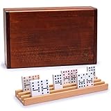 Yellow Mountain Imports 91 Tiles Double 12 Dominoes (Pips/Dots) Game Set with Wooden Case and 4 Racks
