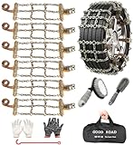 Agnuk Thickened Snow Chains, 6 Pack Tire Chains for Truck SUV in Snow, Ice, Sand and Mud (Tire Width 195-225mm)