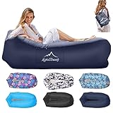 AlphaBeing Inflatable Lounger Air Sofa, Portable Inflatable Couch Mesh Hollow Air Hammock Anti Leakage Air Chair for Outdoor Camping Beach Traveling Hiking Music Festivals Backyard, Navy