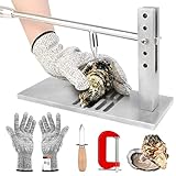 Suninlife Oyster Opener Oyster Shucker Machine Tool Set with Adjustable Height, Stainless Steel Oyster Clam Opener Machine Kit Including Shucking Knife, Glove & G-Clip for Hotel Buffet and Home
