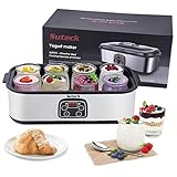 Yogurt Maker Automatic Digital Yoghurt Maker Machine with 8 Glass Jars 48 Ozs (6Oz Each Jar) LCD Display with Constant Temperature Control Stainless Steel Design for Home Use