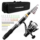 Telescopic Fishing Rod Reel Full Kit Fishing Line Lures for Beginner All-in-One 1.7M/5.58FT Light-weight Fishing rod+Spinning Reel+Line+Lures Set+Carry Bag for Kids Youth Outdoor Travel Bass Trout