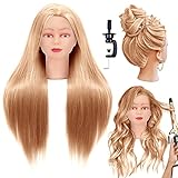 Cosmetology Mannequin Head with Synthetic Hair and Adjustable Stand 26-28' Blonde for Braiding Hair Styling Training Hairart Hairdressing Salon Display (Blonde 2)