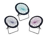 Zenithen Foldable Portable Limited Folding Bungee Dish Chairs, Perfect for Dorm Rooms, Bed Rooms, Camping, Gaming and Lounging, Teal, Plum, Indigo (Pack of 3)