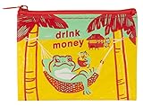 Blue Q Coin Purse ~ Drink Money. Made from 95% recycled material, the ultimate little zipper bag to corral coins, gift cards, ear buds. 3'h x 4'w.