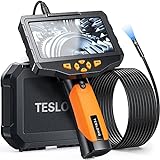 Teslong Dual Lens Inspection Camera with Light, Digital Industrial Borescope, Video Endoscope, Scope Camera, 5' IPS Screen, Waterproof Flexible Probe, 1080p, Tool for Home, Pipe, Automotive (16.4ft)