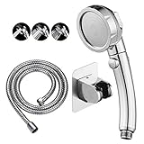 KAIYING Drill-Free High Pressure Handheld Shower Head with ON/OFF Pause Switch 3 Spray Modes Water Saving Showerhead, Detachable Puppy Shower Accessories (M:Shower Head (Chrome)+Bracket+Hose)