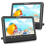 WONNIE 10'' Portable Dual Screen DVD Player, Car Headrest CD Players for Kids with 2 Mount Brackets, 5 Hours Rechargeable Battery, Support AV Out&in/USB/SD, Region Free(1 Player+1 Monitor )