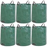 JERIA 6-Pack 72 Gallons Reusable Garden Waste Bags with 4 Handles,Lawn Pool Garden Heavy Duty Waste Bag for Loading Leaf,Trash,Yard Waste Bags (H30' X D26')