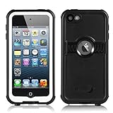 3C-Aone iPod 6/7 Waterproof Case, Waterproof Case for Apple iPod Touch 6th&7th Latest Model Generation for Boys Girls Kids, Better Shockproof Sweatproof, Kickstand for Viewing Hands Free (Black)