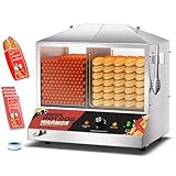 WantJoin Hot Dog Steamer Machine, 36L/38QT Electric Hot Dog Steamer with Bun Warmer, Stainless Steel Hot Dog Cabinet with Tempered Glass for 110-125 Sausages & 40-45 Buns,1200W
