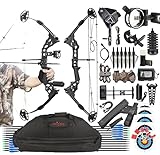 surwolf Compound Bow Kit,Hunting&Target,Limb Made in USA,Draw Weight 20-70lbs Adjustable,Draw Length 24-30', Right/Left Handed for Adult/Beginner Hunting&Targeting (Right Handed, Black)