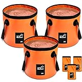 3 Pcs 5 Gallon Bucket Collapsible Foldable Bucket with Handle for Camping Fishing Hiking to Hold Water Folding Container Carry Bag Multiple Use Portable Fold up Lightweight(Orange)