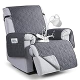 VANSOFY 100% Waterproof Recliner Chair Covers, Recliner Cover Non-Slip Dog Chair Cover Furniture Protector Washable Slipcover with Pocket, Elastic Straps for Pets, Dogs(Dark Gray, 23.6')
