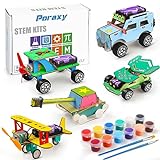 STEM Kits for Kids Age 8-10, 5 Set STEM Projects, Wooden Model Car Kits, Gifts for Boys 8-12, 3D Puzzles, Science Educational Crafts Building Kit, Toys for 8 9 10 11 12 Year Old Boys and Girls